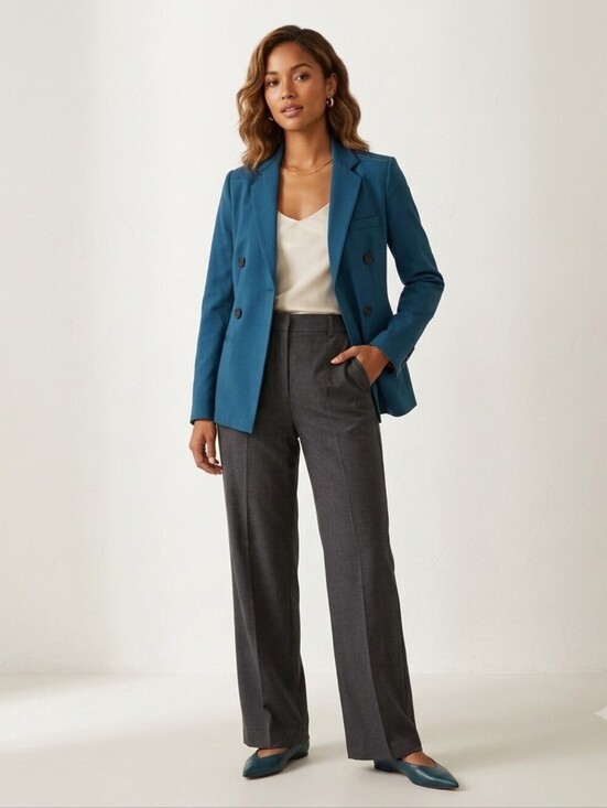 Argent Jackets & Blazers - Argent Performance Double-Breasted Blazer in teal and Orange Lining
